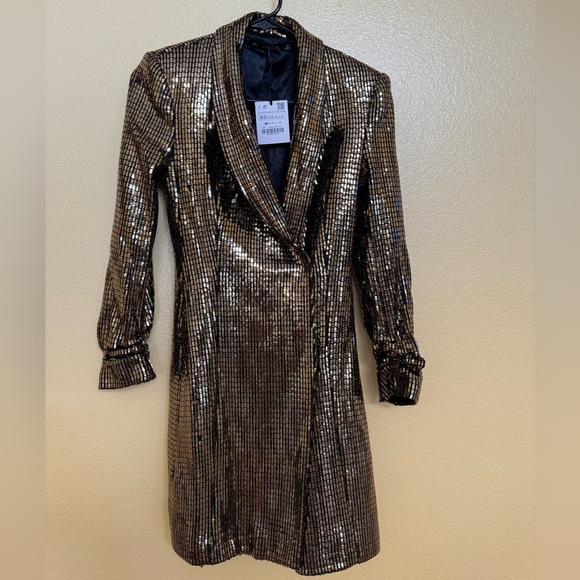 Zara Gold sequin Jumpsuit XS - Picture 1 of 4